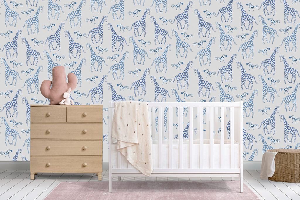 Papel Tapiz Exclusivo DA-009 JIRAFAS EN BLUE – Papeles para Niños | Diseño Único para tus Paredes