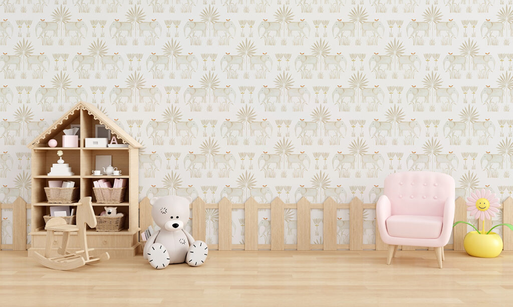 Papel de Colgadura DA-011 PÁJARO Y ELEFANTE – Papeles para Niños | Estilo y Elegancia Mural