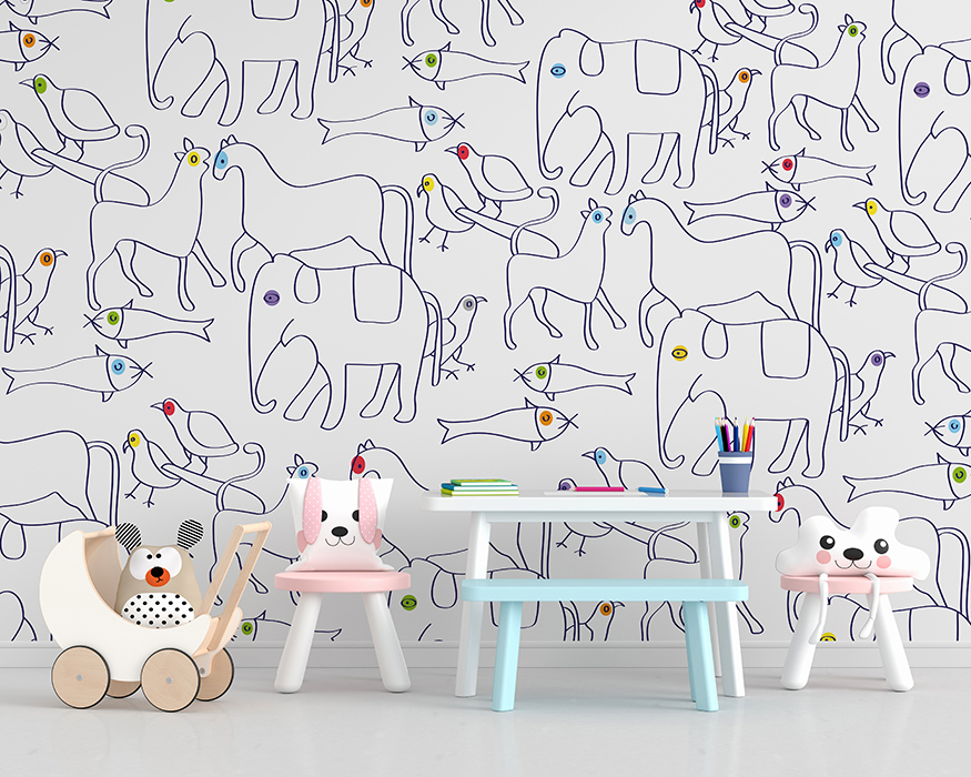 Mural Decorativo DA-018 EL GRAN DIBUJO DE LOS ANIMALES – Papeles para Niños | Transforma tu Espacio