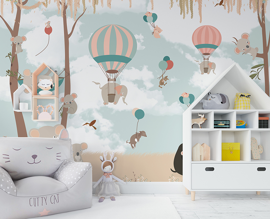 Papel Tapiz Exclusivo DA-021 GLOBITOS Y KOALAS – Papeles para Niños | Diseño Único para tus Paredes