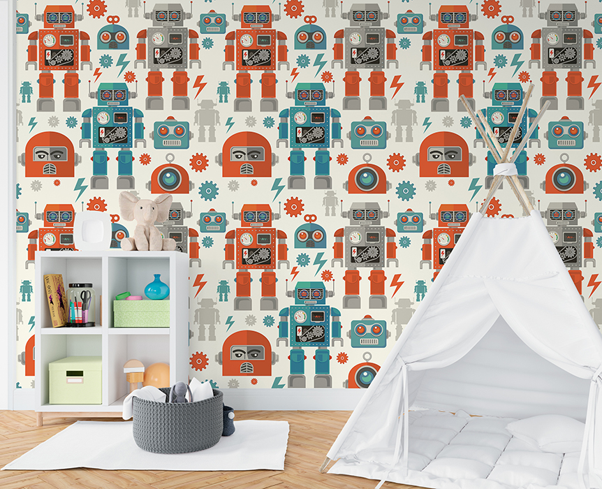 Papel Tapiz Exclusivo DA-044 ROBOTS – Papeles para Niños | Diseño Único para tus Paredes · imagen 1