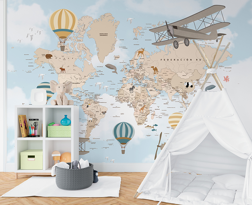 Papel Tapiz DA-050 DE VIAJE POR EL MUNDO – Papeles para Niños | Arte en cada Pared