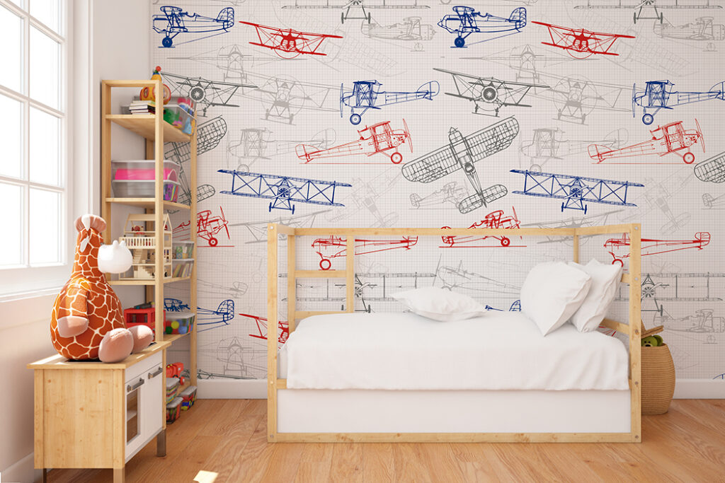 Mural Decorativo DA-052 AVIONES ROJO – Papeles para Niños | Transforma tu Espacio