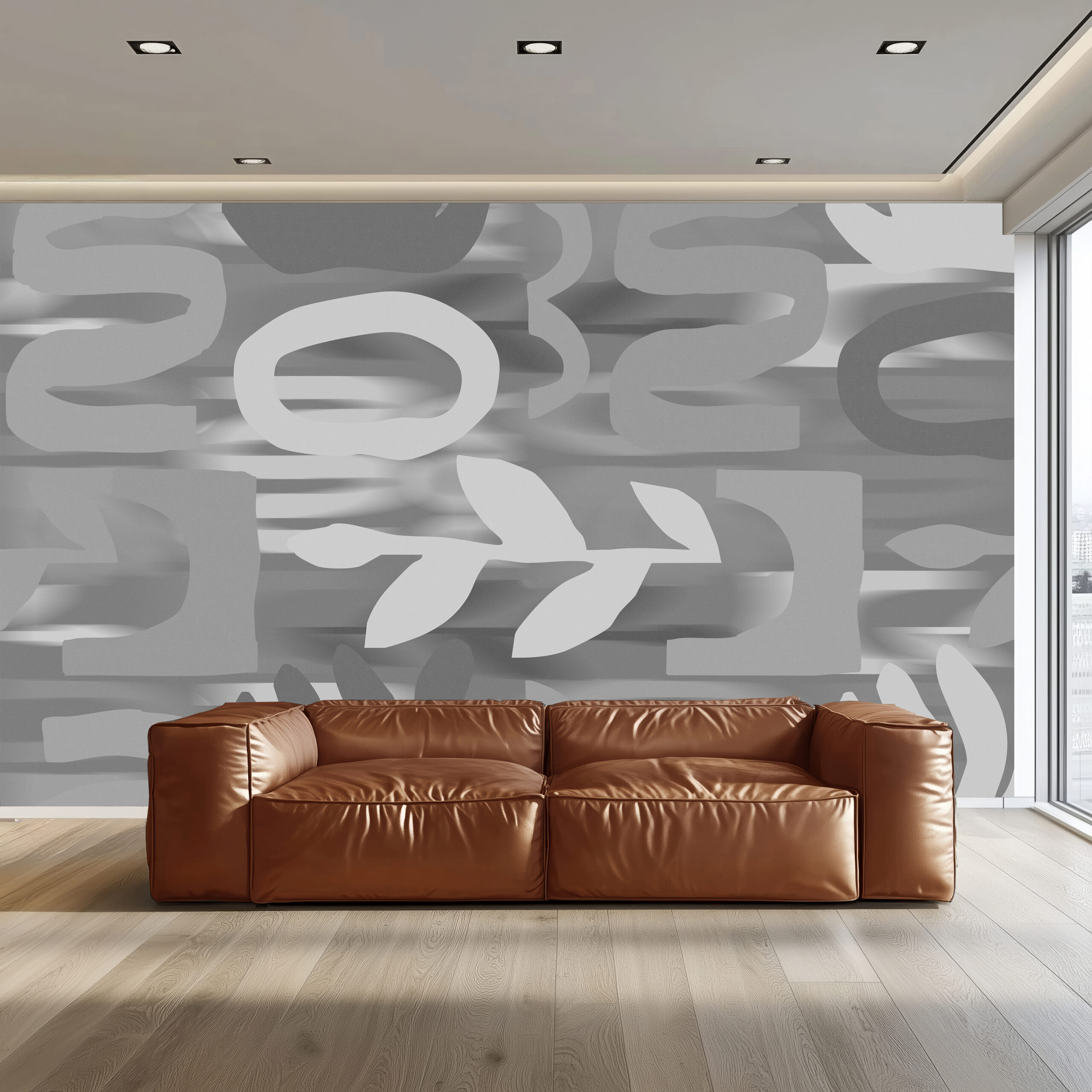 Papel de Colgadura ALGAS GRIS DE LUNA – Made in Haus | Estilo y Elegancia Mural · imagen 1