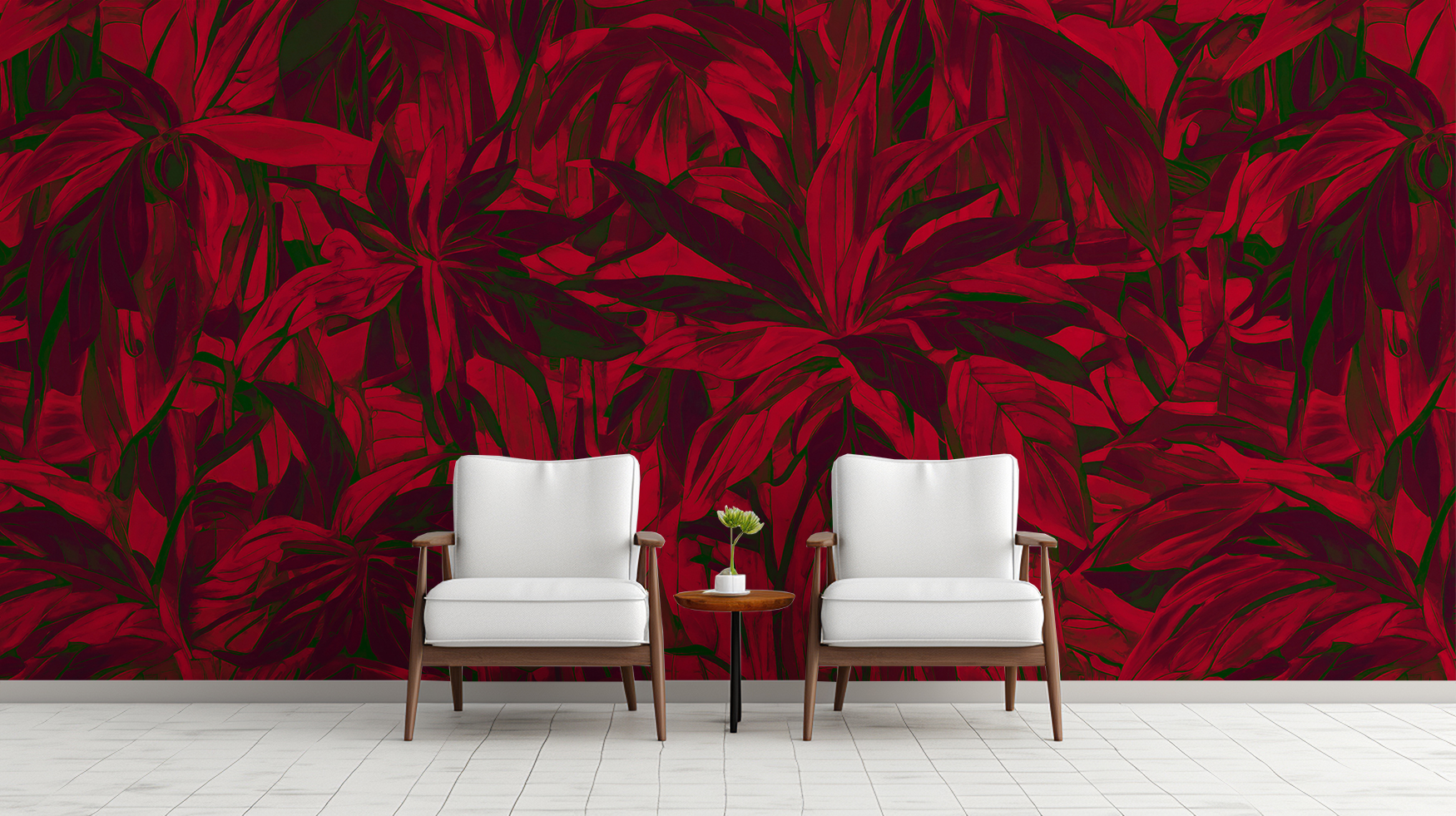 Papel Tapiz Sabal Rojo-Verde – Made in Haus | Arte en cada Pared · imagen 1