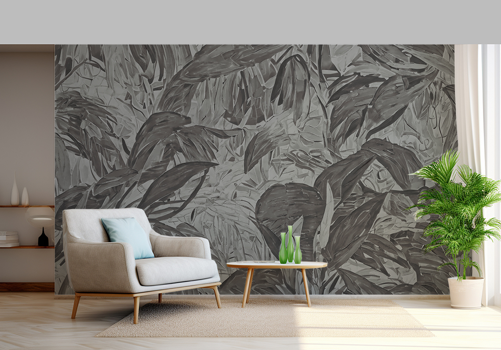 Papel Tapiz Exclusivo Palma Amarga Gris – Made in Haus | Diseño Único para tus Paredes · imagen 1