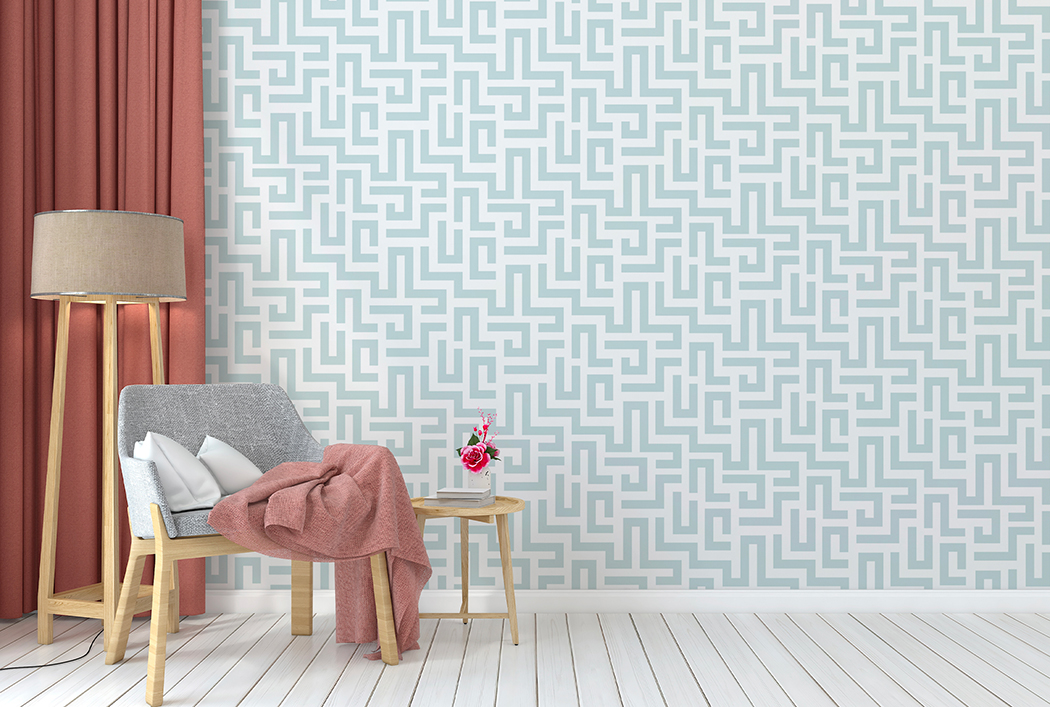Mural Decorativo Laberinto Azul Bahía – Made in Haus | Transforma tu Espacio