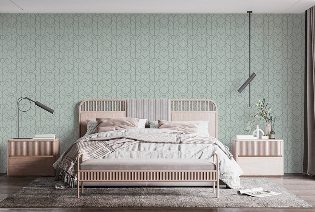 Papel Tapiz Minimal Retro Verde Cuarzo – Made in Haus | Arte en cada Pared