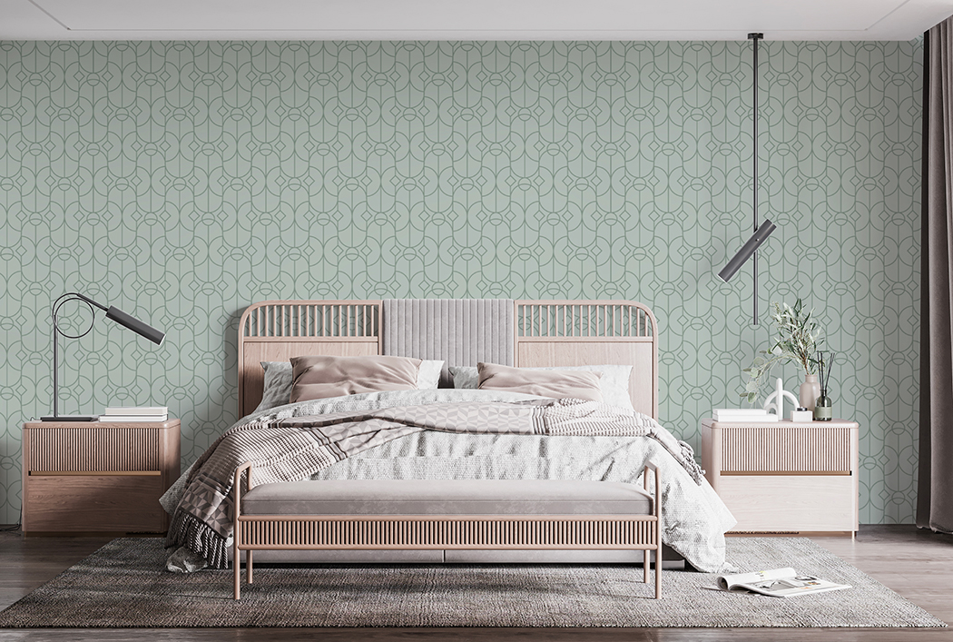 Papel Tapiz Minimal Retro Verde Cuarzo – Made in Haus | Arte en cada Pared