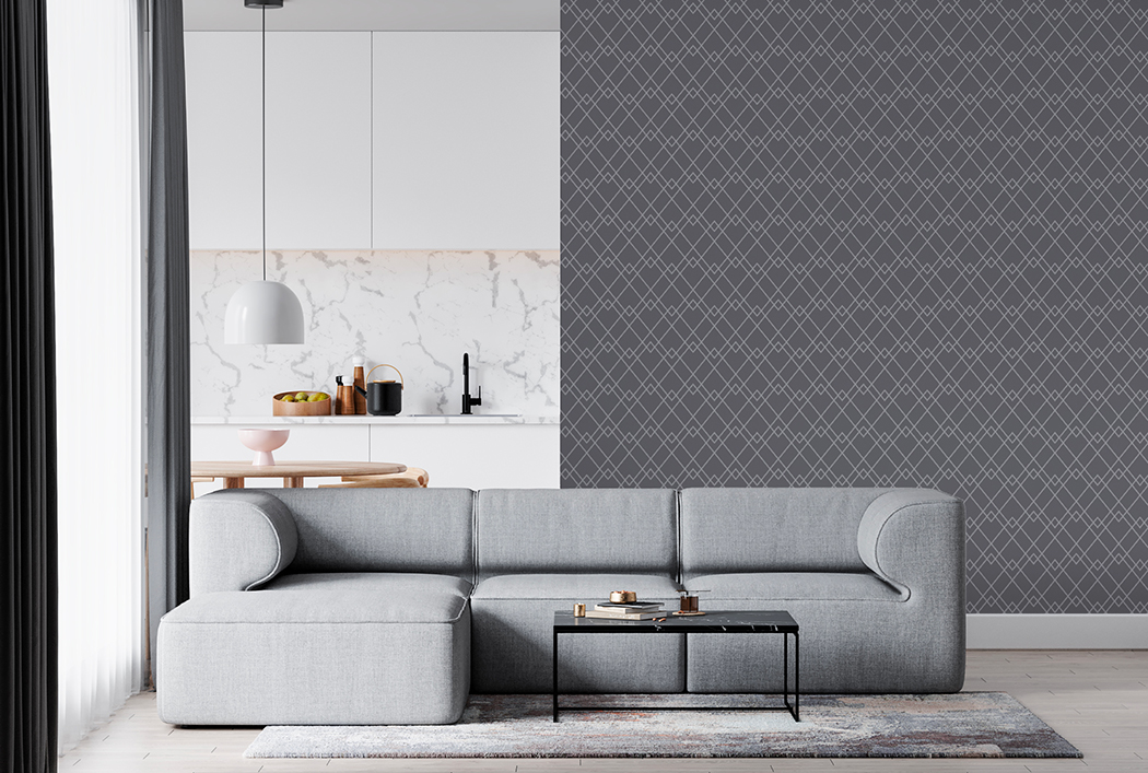 Papel de Colgadura Volans Gris Onix – Made in Haus | Estilo y Elegancia Mural · imagen 1