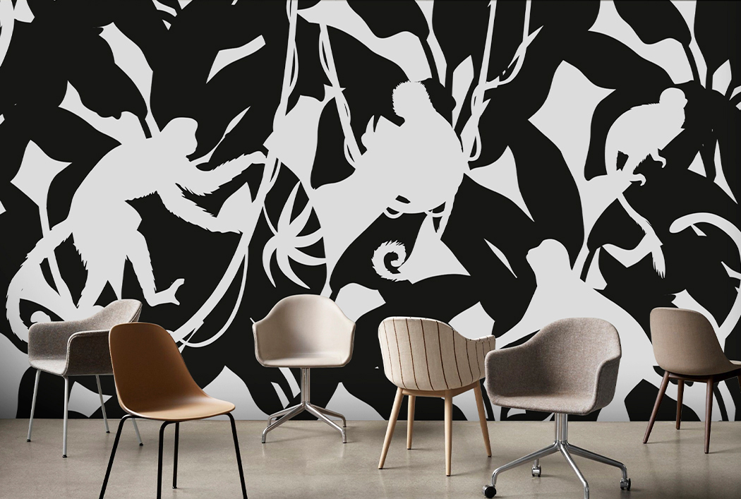 Papel Tapiz Monos Blanco y Negro – Made in Haus | Arte en cada Pared