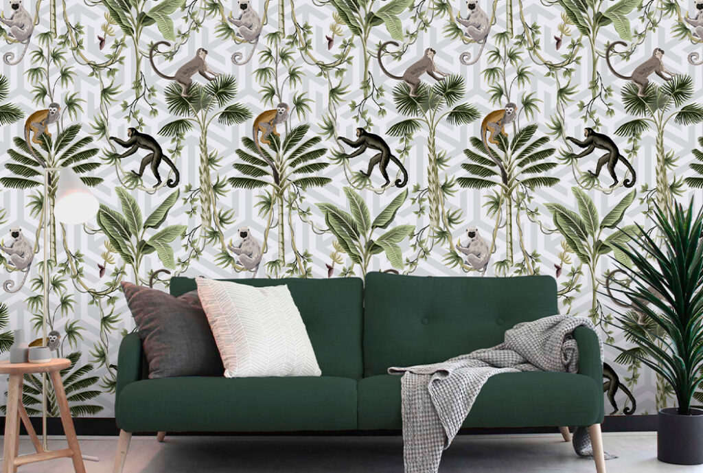 Papel Tapiz Monos Gris – Made in Haus | Arte en cada Pared