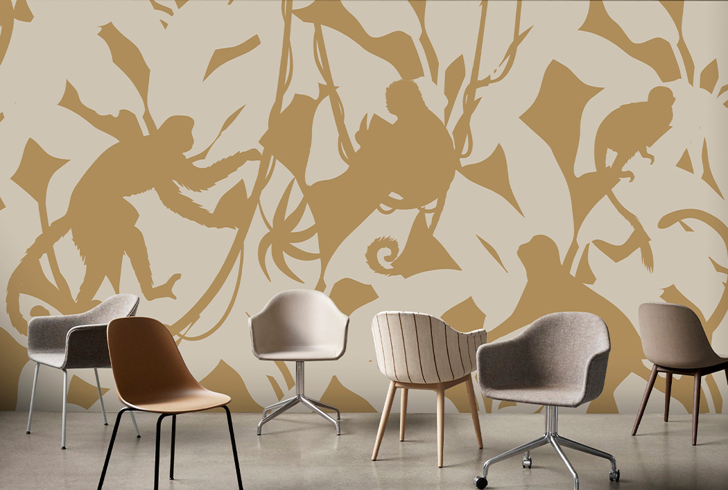 Papel de Colgadura Monos Kraft y Crema – Made in Haus | Estilo y Elegancia Mural