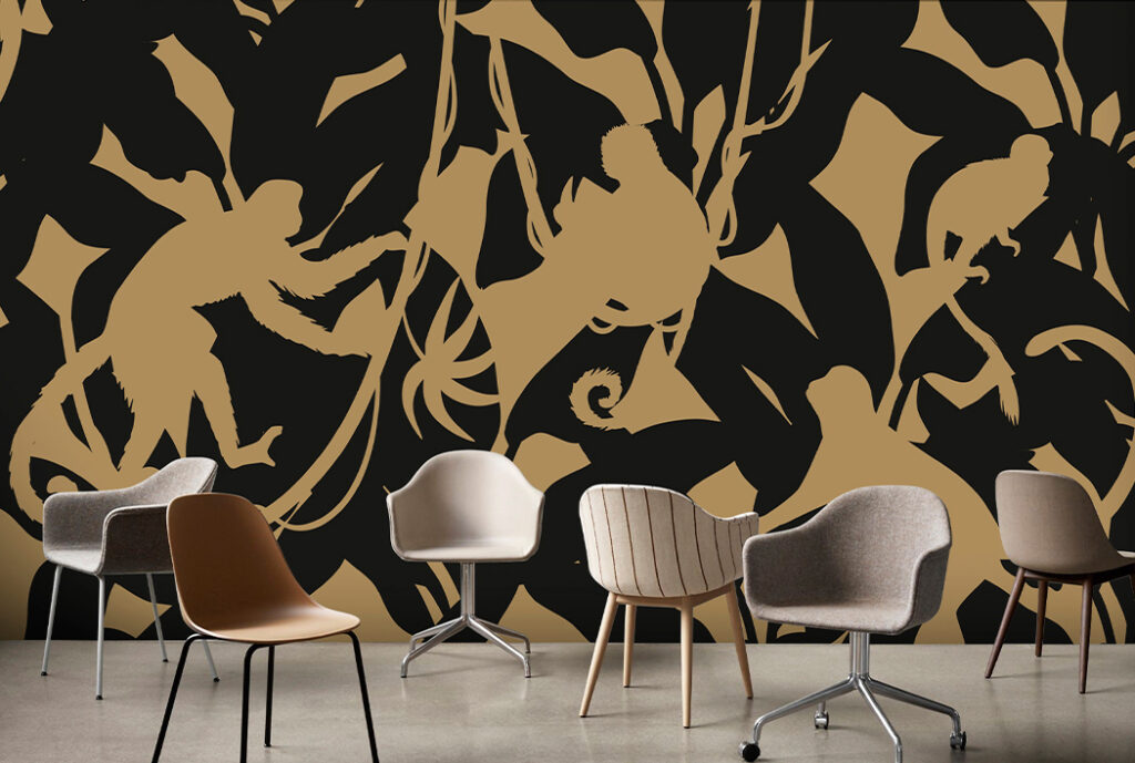 Papel Tapiz Exclusivo Monos Kraft y Negro – Made in Haus | Diseño Único para tus Paredes