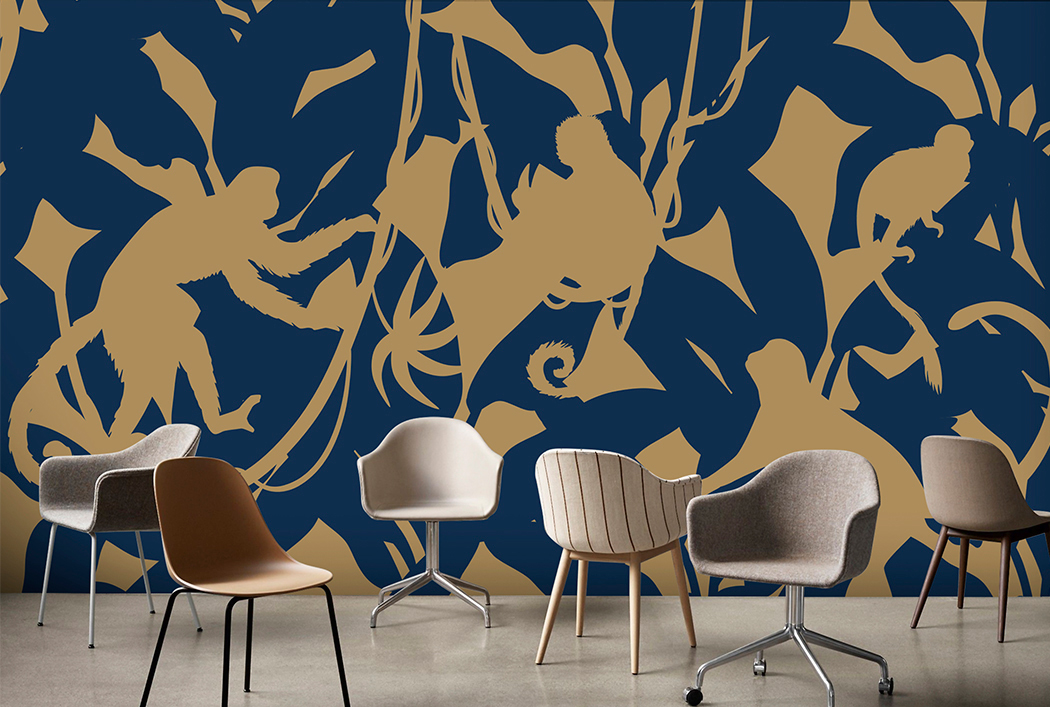 Papel Tapiz Monos Kraft y Ultramar – Made in Haus | Arte en cada Pared
