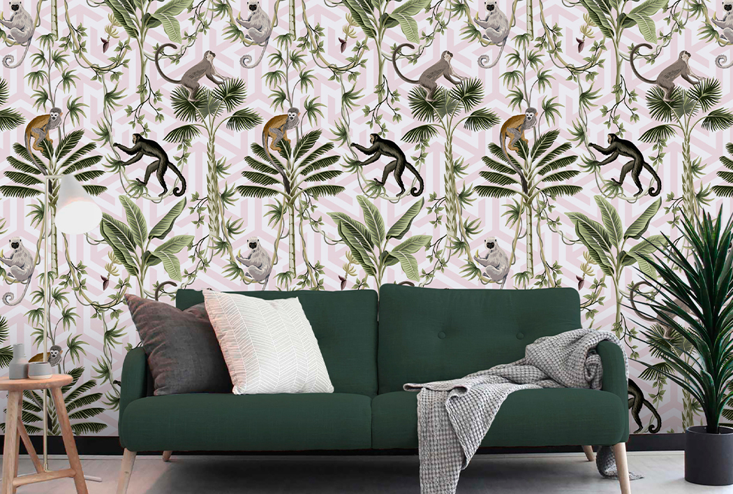 Mural Decorativo Monos Rosa – Made in Haus | Transforma tu Espacio · imagen 1