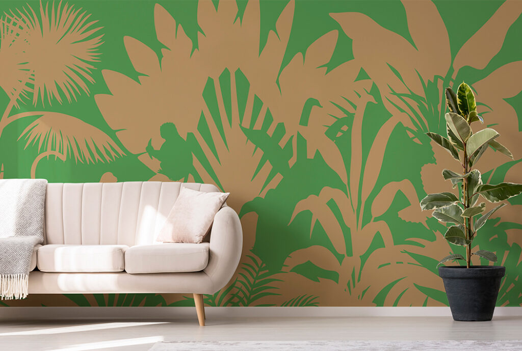 Papel de Colgadura Romeo y Julieta Kraft y Verde – Made in Haus | Estilo y Elegancia Mural