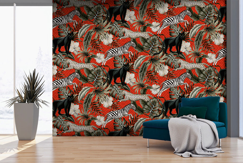 Papel Tapiz Exclusivo Savage Rojo Cítrico – Made in Haus | Diseño Único para tus Paredes