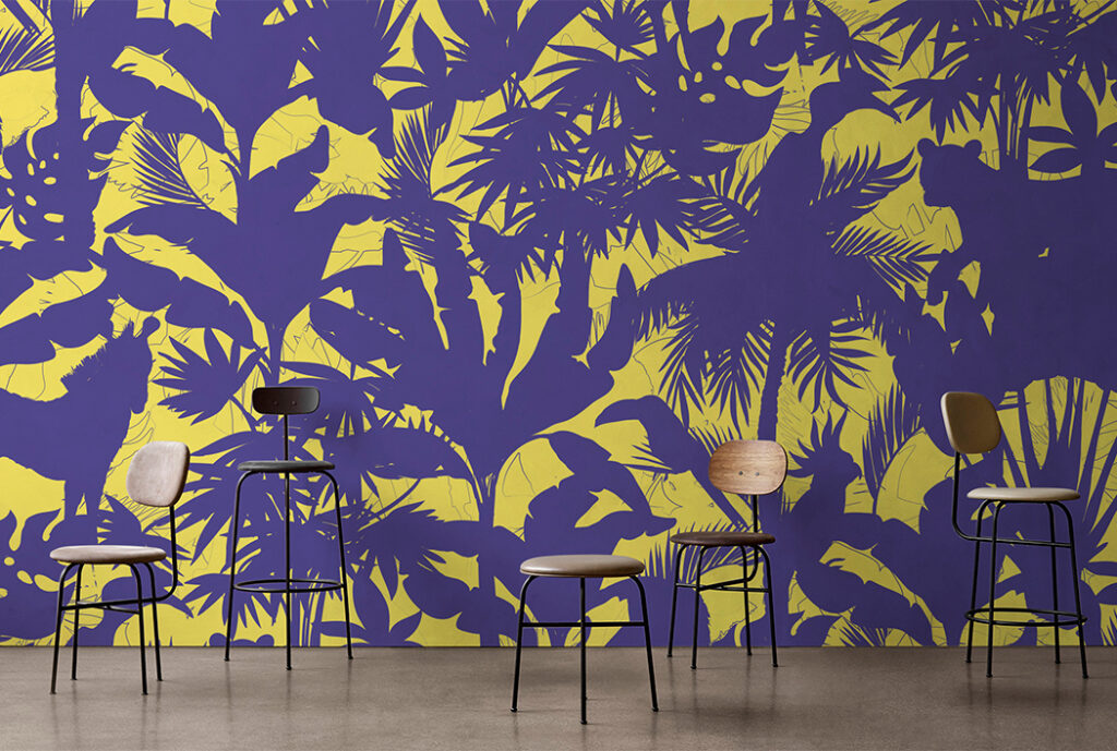 Revestimiento Mural Seductores Amarillo y Violeta – Made in Haus | Instalado en Bogotá