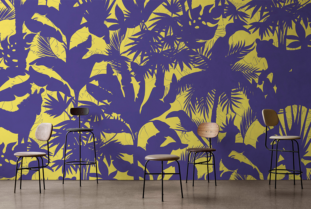Revestimiento Mural Seductores Amarillo y Violeta – Made in Haus | Instalado en Bogotá