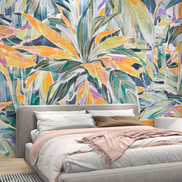 Papel Tapiz Sabal Rosa-Naranja – Made in Haus | Arte en cada Pared