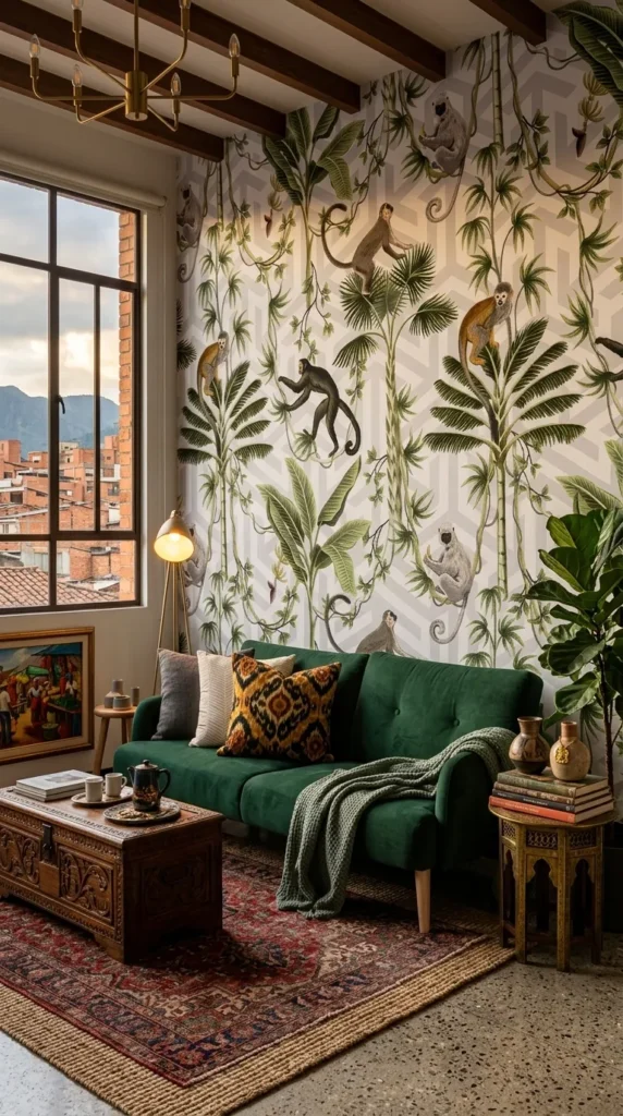 Patrones Botánicos: La Selva en tu Sala con Papel de Colgadura